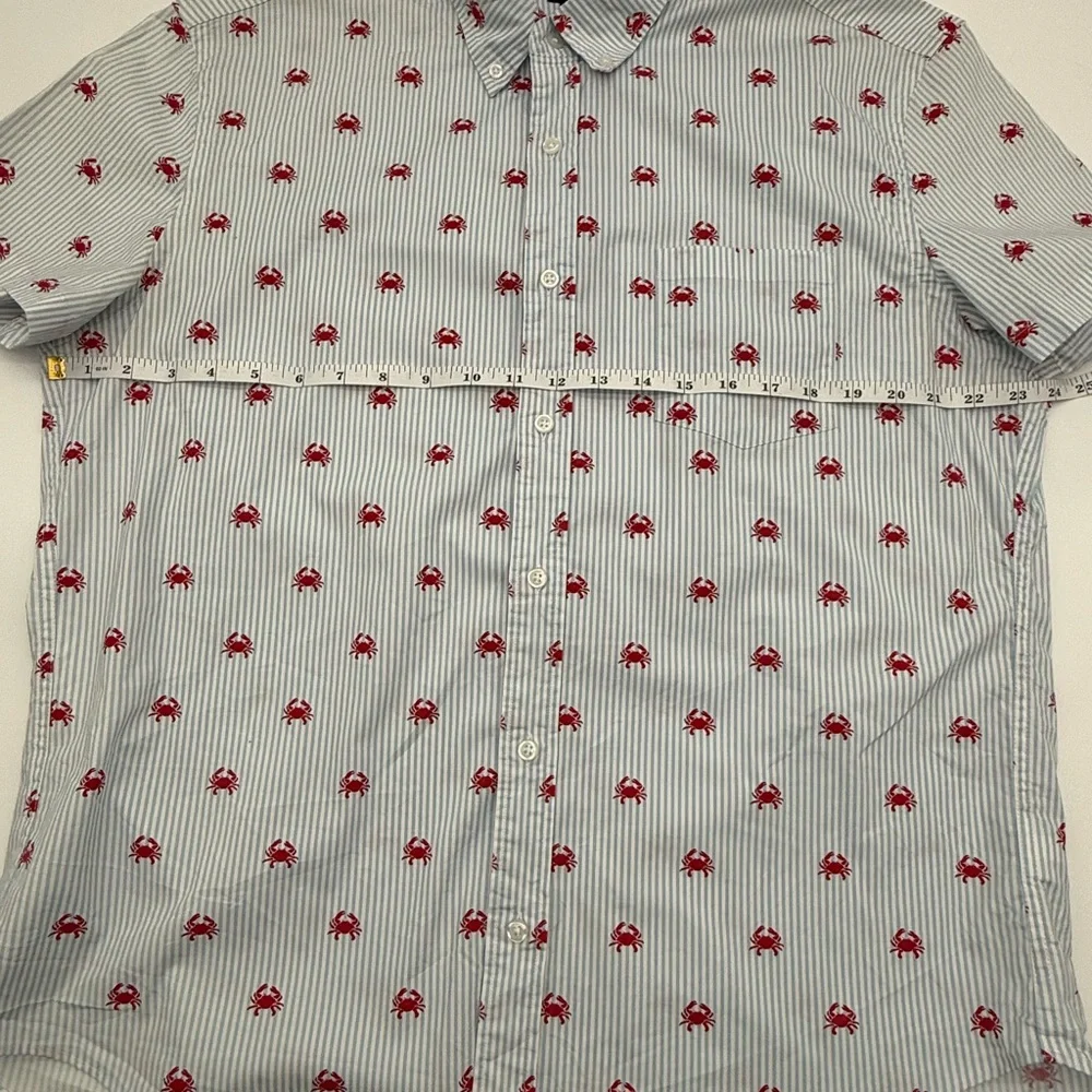 J.Crew Slim Fit XL Blue Stripe Red Crab‎ Nautical Button Down Shirt